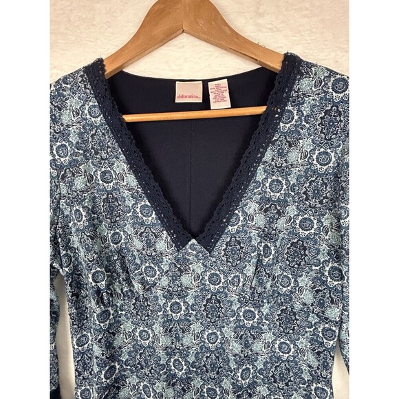 Y2K Babydoll Midi Dress NWT M/L  Blue Sweetheart Neck Bell Sleeve Stretch 90s - Picture 2 of 11